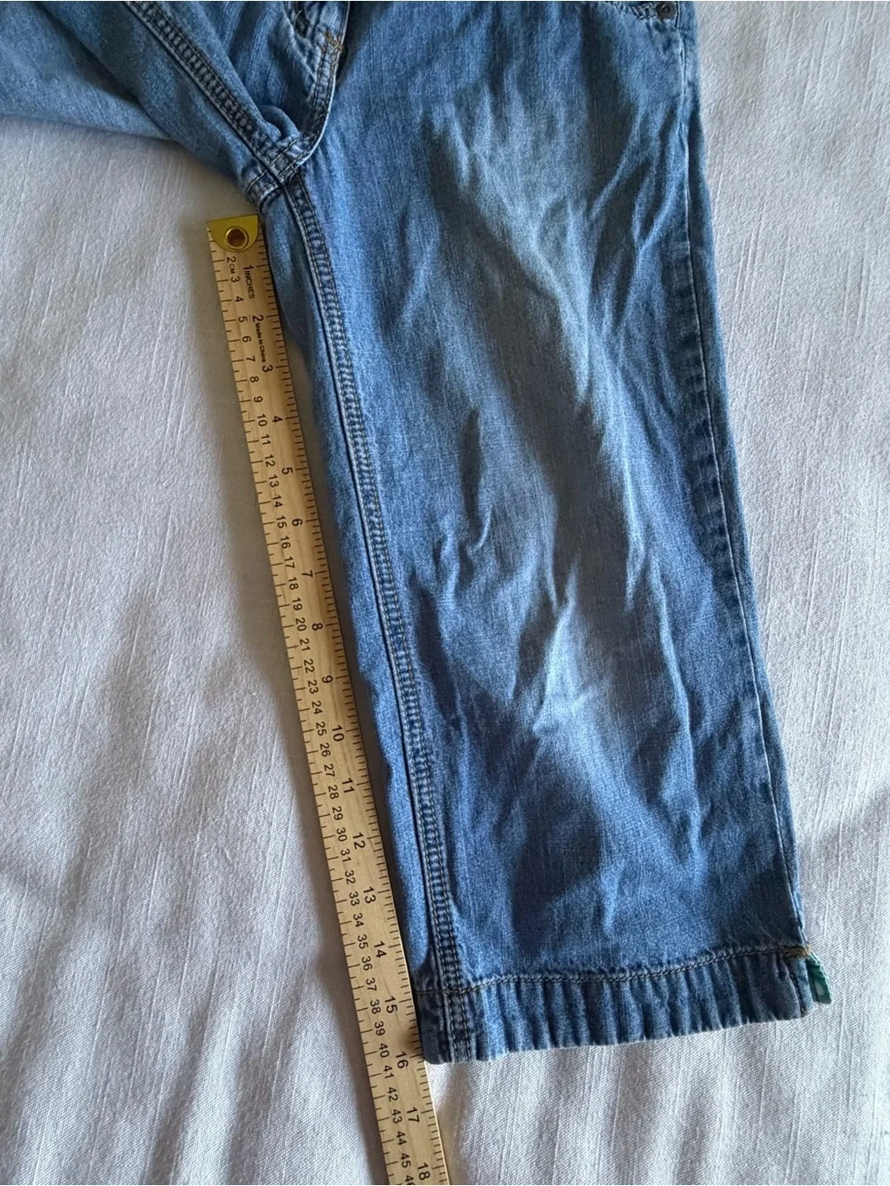 Mini Boden Jeans Girls 9-10Y Blue Straight Adjustable Waist Denim Polka Dot Cuff